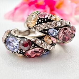 Brighton “Trust Your Journey Hoop Earrings” Multicolor Crystal Huggie Hoop $98